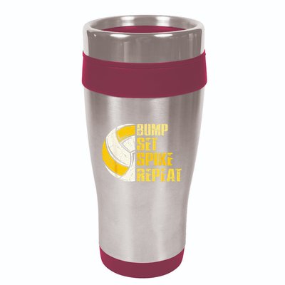 Bump Set Spike Repeat Volleyball Funny 16oz Travel Tumbler