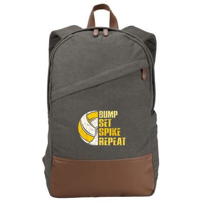 Bump Set Spike Repeat Volleyball Funny Cotton Canvas Backpack