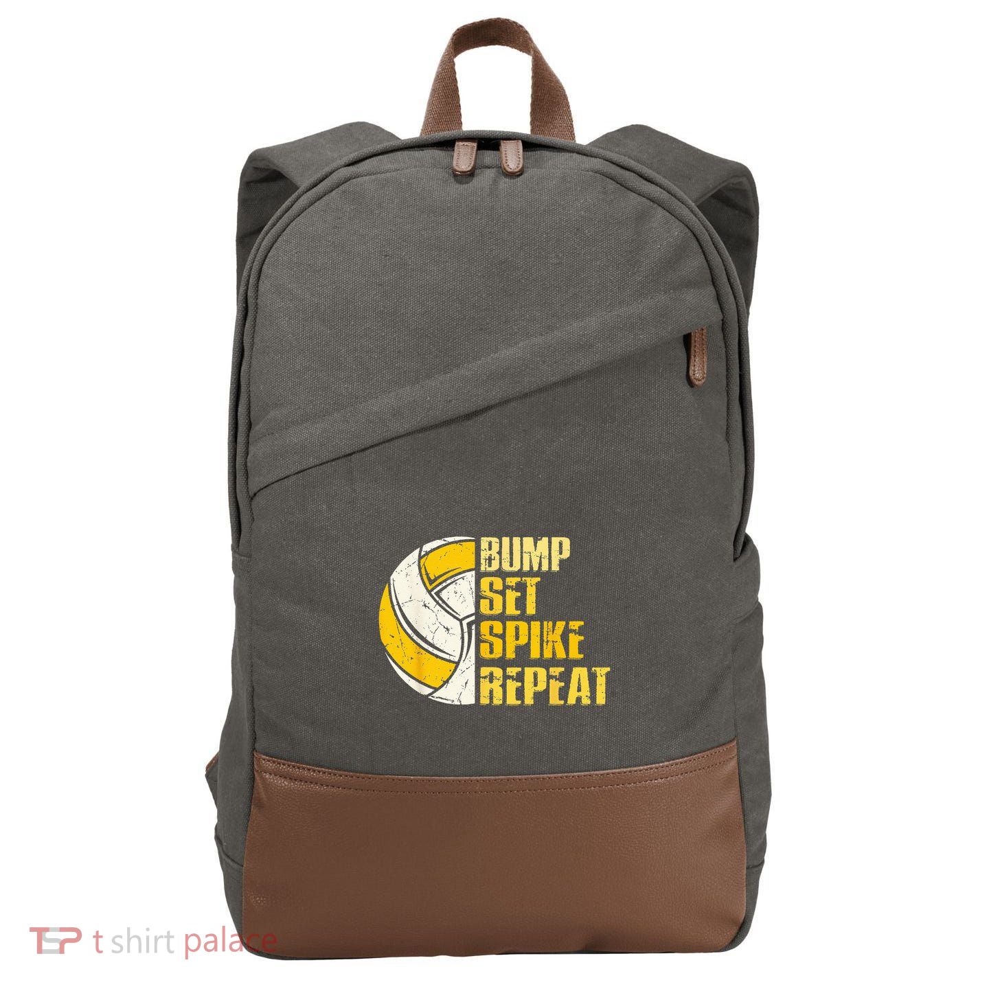 Bump Set Spike Repeat Volleyball Funny Cotton Canvas Backpack