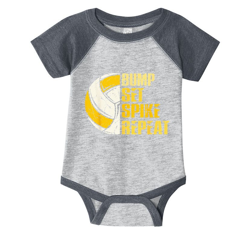 Bump Set Spike Repeat Volleyball Funny Infant Baby Jersey Bodysuit