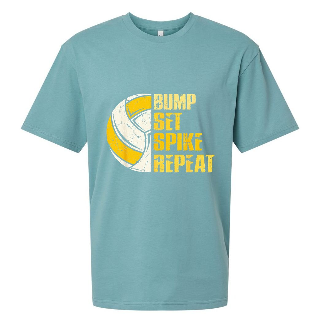 Bump Set Spike Repeat Volleyball Funny Sueded Cloud Jersey T-Shirt