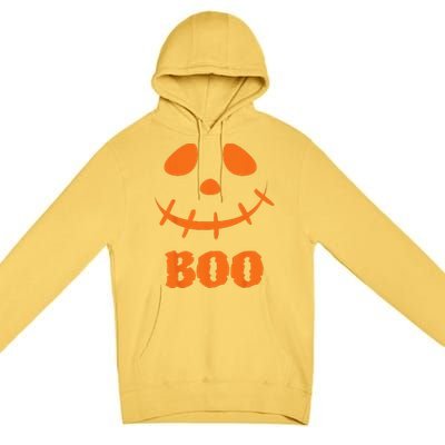 Boo Scary Spooky Pumpkin Face Halloween Costume Premium Pullover Hoodie