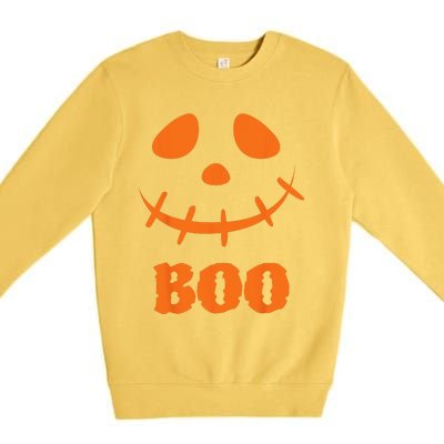 Boo Scary Spooky Pumpkin Face Halloween Costume Premium Crewneck Sweatshirt