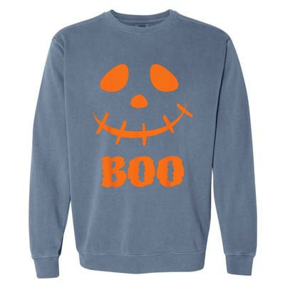 Boo Scary Spooky Pumpkin Face Halloween Costume Garment-Dyed Sweatshirt