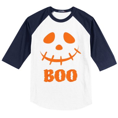 Boo Scary Spooky Pumpkin Face Halloween Costume Baseball Sleeve Shirt