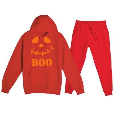 Boo Scary Spooky Pumpkin Face Halloween Costume Premium Hooded Sweatsuit Set