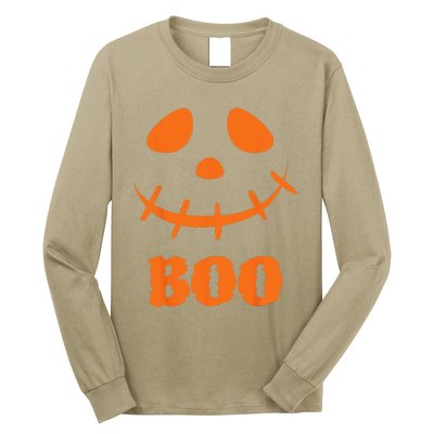 Boo Scary Spooky Pumpkin Face Halloween Costume Long Sleeve Shirt