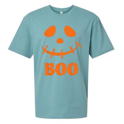 Boo Scary Spooky Pumpkin Face Halloween Costume Sueded Cloud Jersey T-Shirt