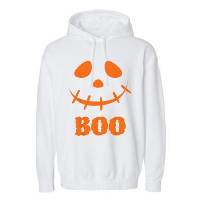 Boo Scary Spooky Pumpkin Face Halloween Costume Garment-Dyed Fleece Hoodie