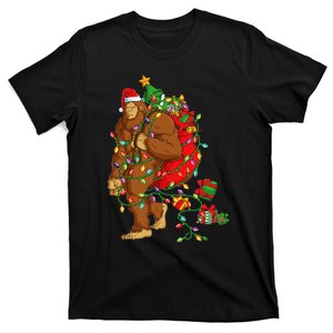 Bigfoot Sasquatch Santa Hat Christmas Xmas Tree Pjs T-Shirt