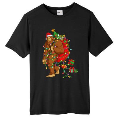 Bigfoot Sasquatch Santa Hat Christmas Xmas Tree Pjs Tall Fusion ChromaSoft Performance T-Shirt