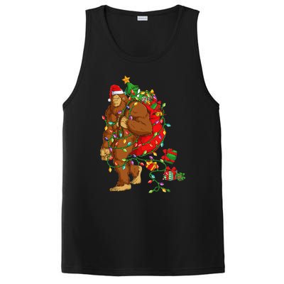 Bigfoot Sasquatch Santa Hat Christmas Xmas Tree Pjs PosiCharge Competitor Tank