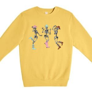 Boot Scootin Skeleton Dancing Halloween Cow Western Meaningful Gift Premium Crewneck Sweatshirt