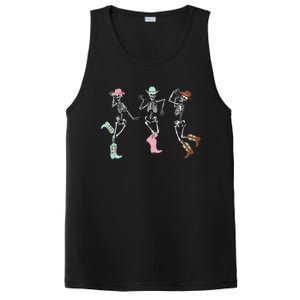 Boot Scootin Skeleton Dancing Halloween Cow Western Meaningful Gift PosiCharge Competitor Tank