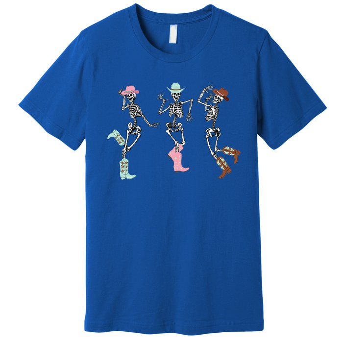 Boot Scootin Skeleton Dancing Halloween Cow Western Meaningful Gift Premium T-Shirt