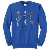 Boot Scootin Skeleton Dancing Halloween Cow Western Meaningful Gift Tall Sweatshirt