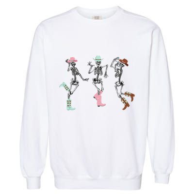 Boot Scootin Skeleton Dancing Halloween Cow Western Meaningful Gift Garment-Dyed Sweatshirt