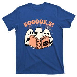 Booooks Spooky Season Funny Ghost Halloween Groovy Retro Gift T-Shirt