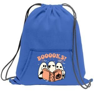 Booooks Spooky Season Funny Ghost Halloween Groovy Retro Gift Sweatshirt Cinch Pack Bag