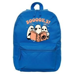 Booooks Spooky Season Funny Ghost Halloween Groovy Retro Gift 16 in Basic Backpack