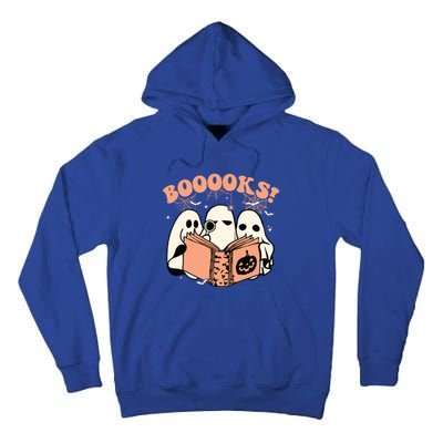 Booooks Spooky Season Funny Ghost Halloween Groovy Retro Gift Tall Hoodie