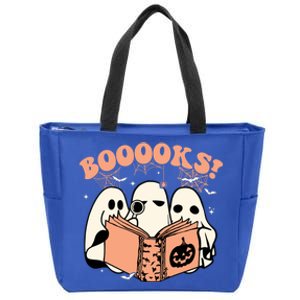 Booooks Spooky Season Funny Ghost Halloween Groovy Retro Gift Zip Tote Bag