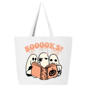 Booooks Spooky Season Funny Ghost Halloween Groovy Retro Gift 25L Jumbo Tote