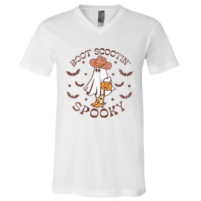 Boot Scootin Spooky Western Halloween Retro Fall Halloween  V-Neck T-Shirt