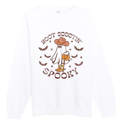 Boot Scootin Spooky Western Halloween Retro Fall Halloween  Premium Crewneck Sweatshirt