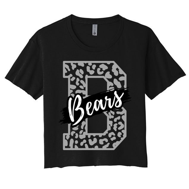Bears School Sports Fan Team Spirits Mascot Heart Leopard Meaningful Gift Women's Crop Top Tee