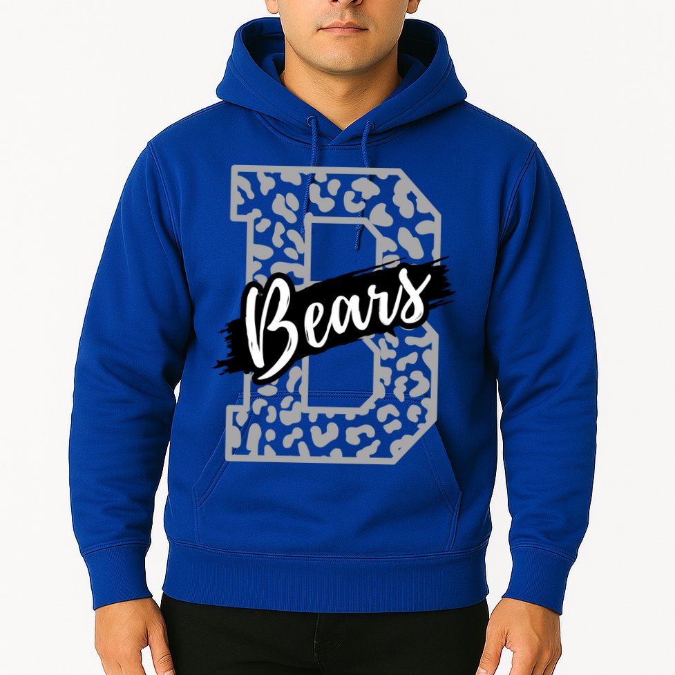 Bears School Sports Fan Team Spirits Mascot Heart Leopard Meaningful Gift Hoodie