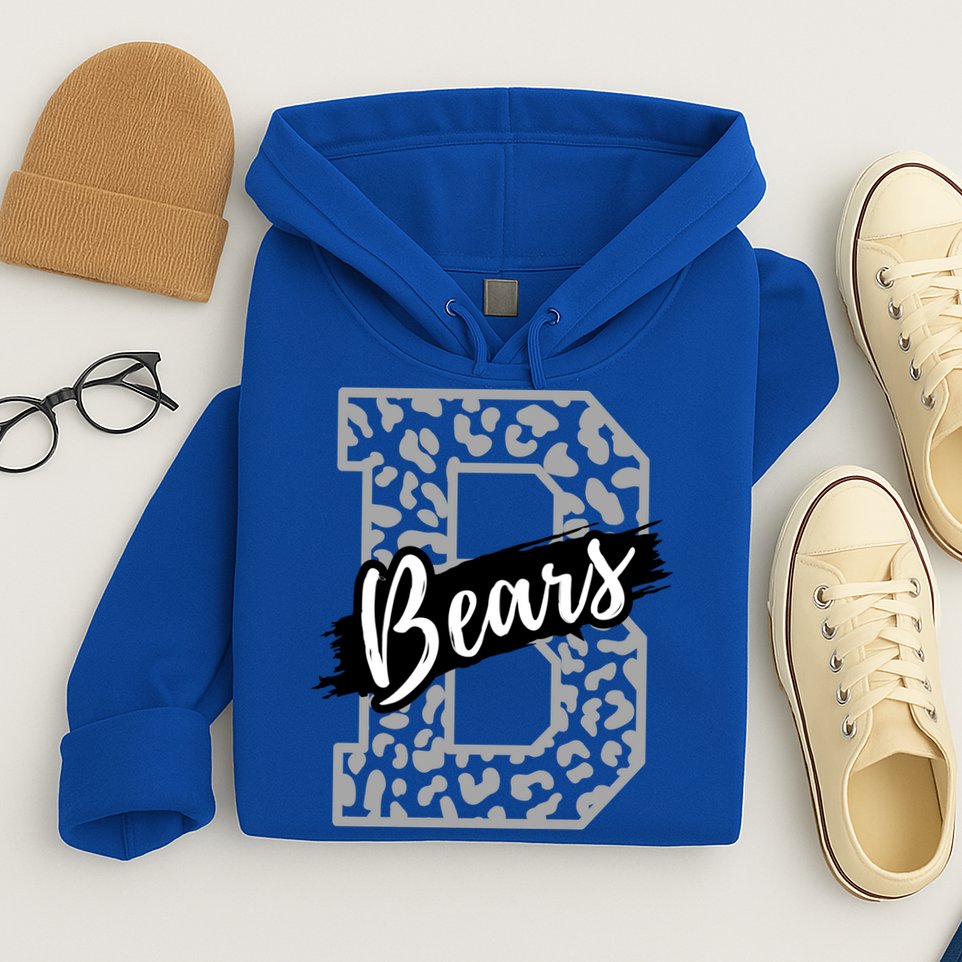 Bears School Sports Fan Team Spirits Mascot Heart Leopard Meaningful Gift Hoodie