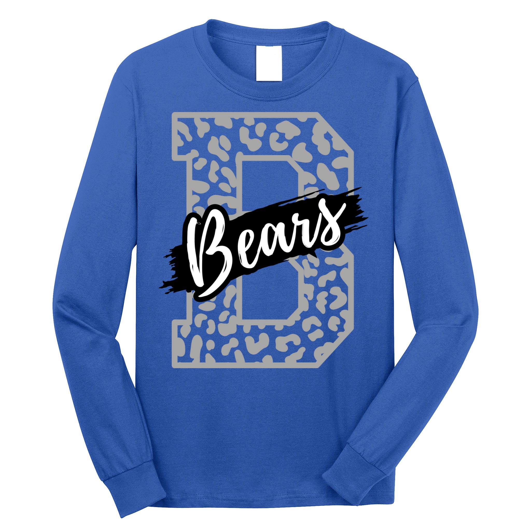 Bears School Sports Fan Team Spirits Mascot Heart Leopard Meaningful Gift Long Sleeve Shirt