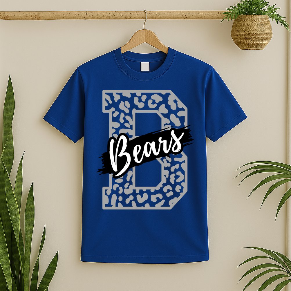 Bears School Sports Fan Team Spirits Mascot Heart Leopard Meaningful Gift T-Shirt