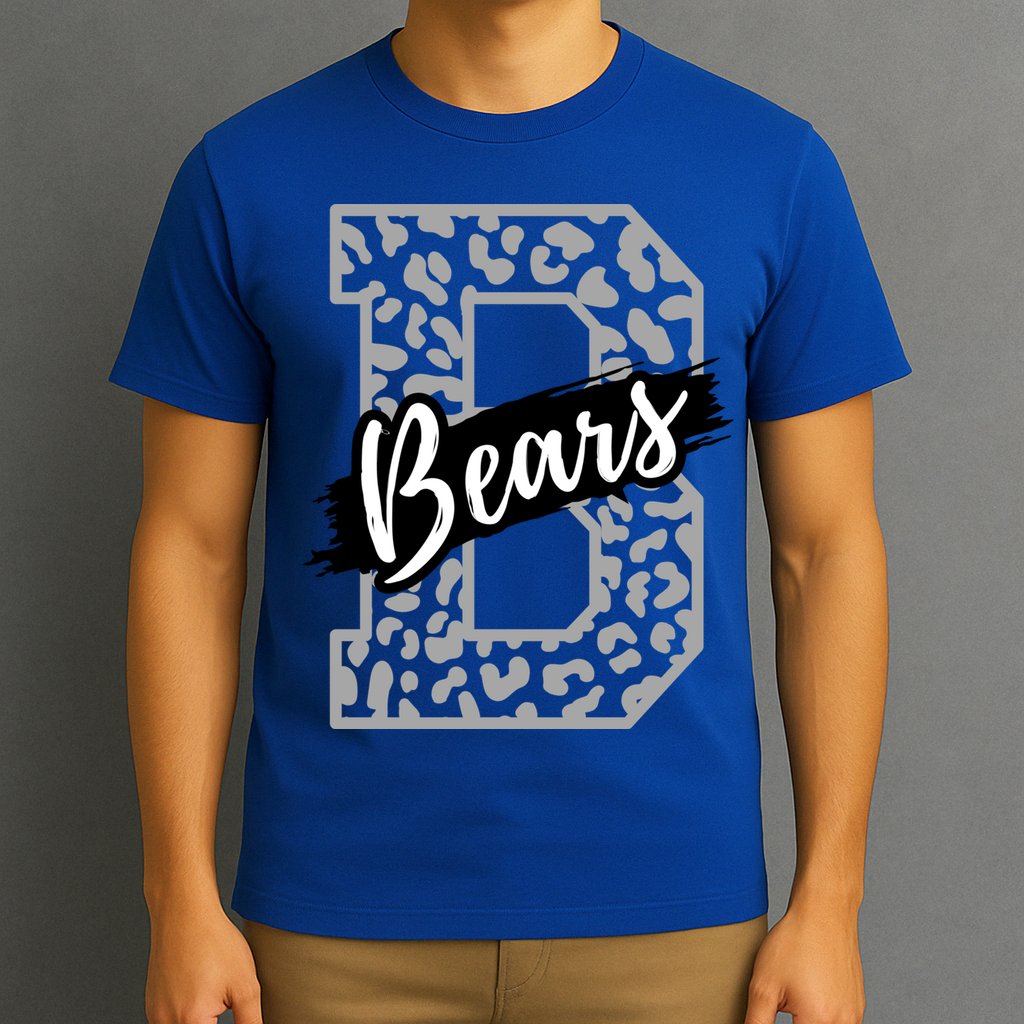 Bears School Sports Fan Team Spirits Mascot Heart Leopard Meaningful Gift T-Shirt