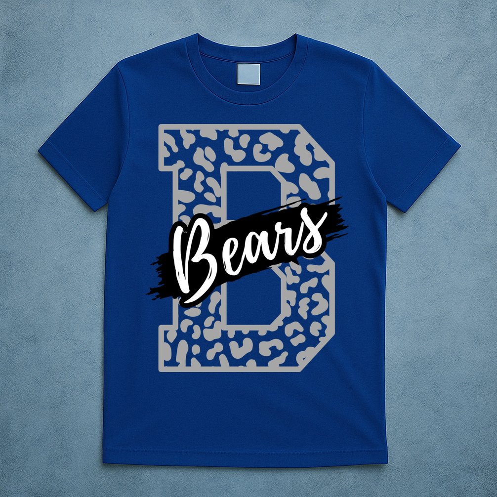 Bears School Sports Fan Team Spirits Mascot Heart Leopard Meaningful Gift T-Shirt