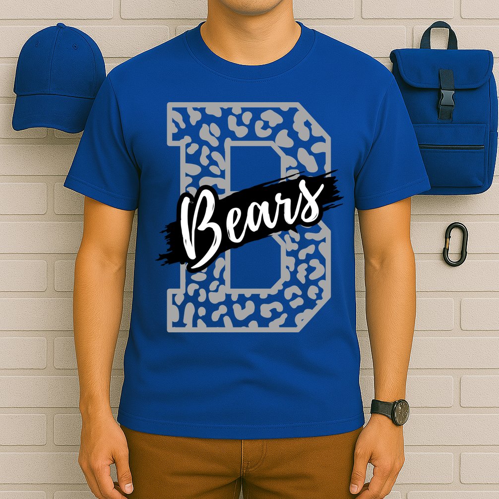 Bears School Sports Fan Team Spirits Mascot Heart Leopard Meaningful Gift T-Shirt