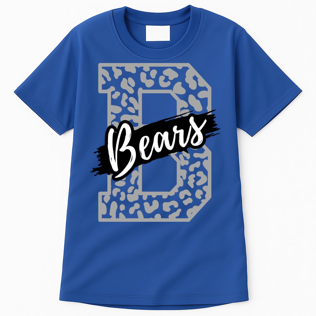 Bears School Sports Fan Team Spirits Mascot Heart Leopard Meaningful Gift Tall T-Shirt