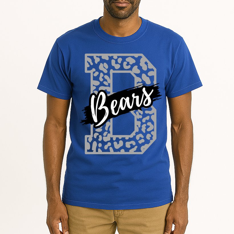 Bears School Sports Fan Team Spirits Mascot Heart Leopard Meaningful Gift Tall T-Shirt