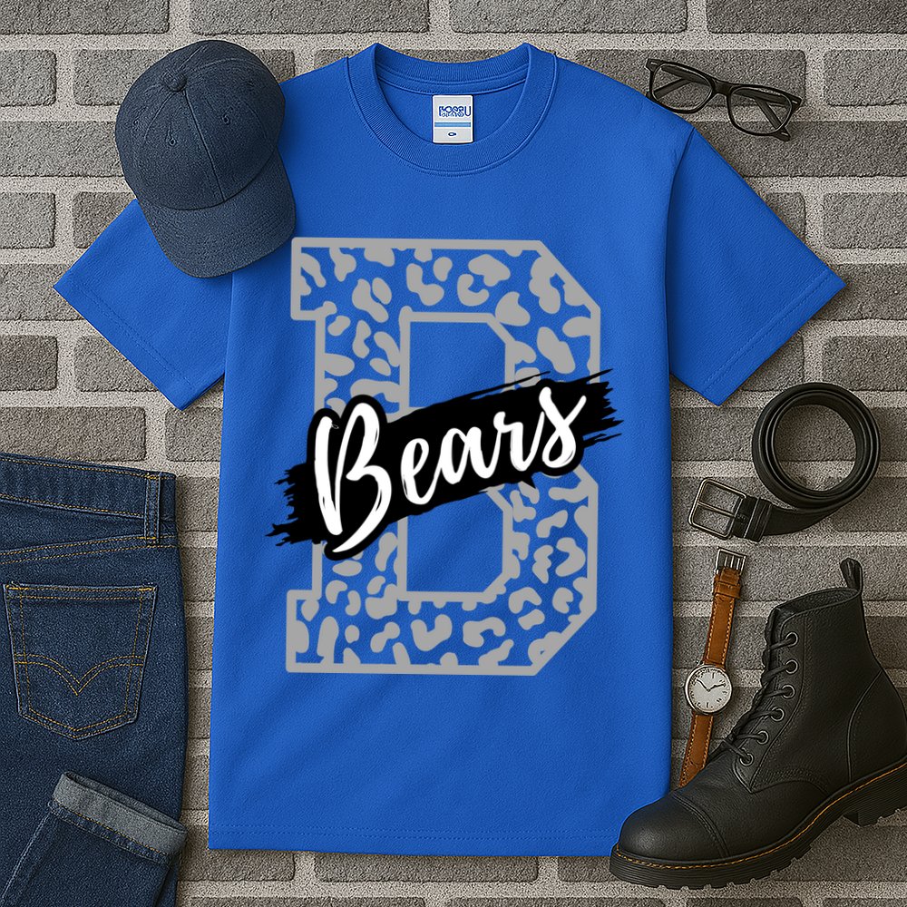 Bears School Sports Fan Team Spirits Mascot Heart Leopard Meaningful Gift Tall T-Shirt