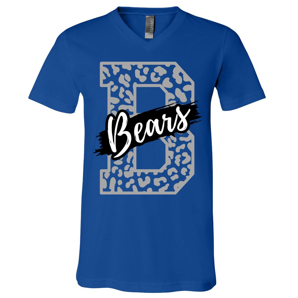 Bears School Sports Fan Team Spirits Mascot Heart Leopard Meaningful Gift V-Neck T-Shirt