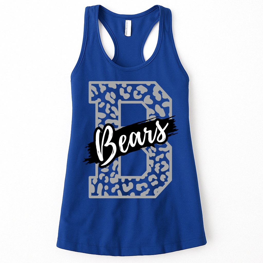 Bears School Sports Fan Team Spirits Mascot Heart Leopard Meaningful Gift Womens Tank Top