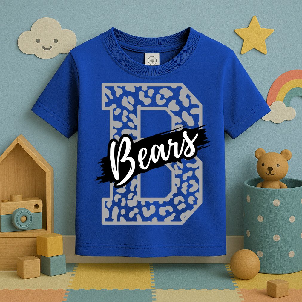 Bears School Sports Fan Team Spirits Mascot Heart Leopard Meaningful Gift Toddler T-Shirt