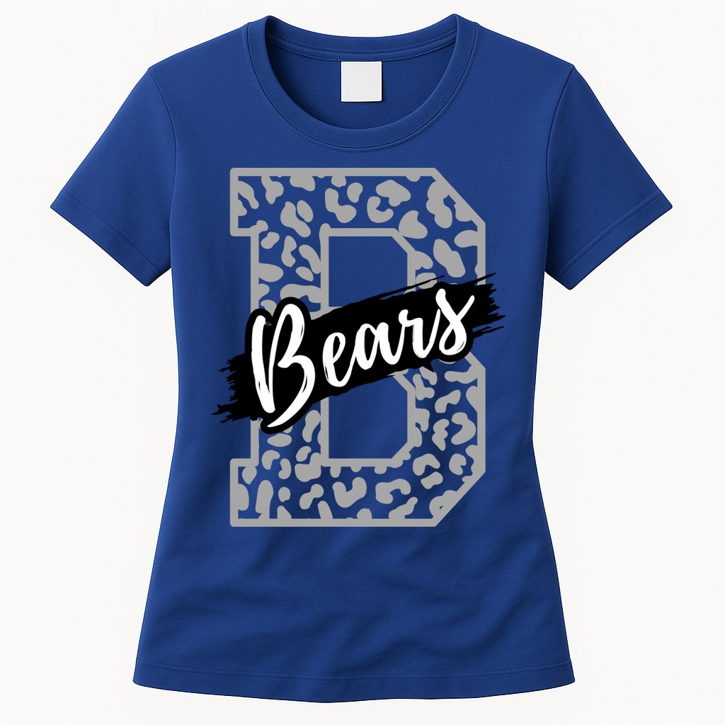 Bears School Sports Fan Team Spirits Mascot Heart Leopard Meaningful Gift Womens T-Shirt
