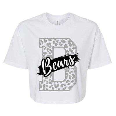 Bears School Sports Fan Team Spirits Mascot Heart Leopard Meaningful Gift Bella+Canvas Jersey Crop Tee