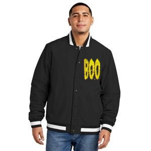 Boo Spiderwebs Spooky Dangling Spider Halloween Insulated Varsity Jacket