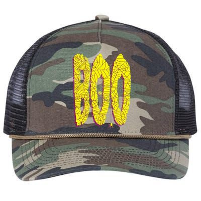 Boo Spiderwebs Spooky Dangling Spider Halloween Retro Rope Trucker Hat Cap