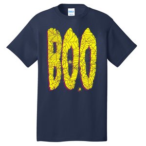 Boo Spiderwebs Spooky Dangling Spider Halloween Tall T-Shirt