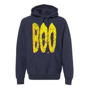 Boo Spiderwebs Spooky Dangling Spider Halloween Premium Hoodie