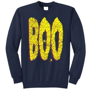 Boo Spiderwebs Spooky Dangling Spider Halloween Tall Sweatshirt